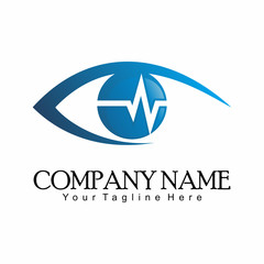 Eye Heath and Pulse Logo Vector Template
