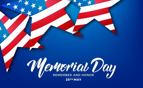 Memorial Day. USA Memorial Day card with lettering and stars of USA flag