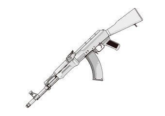 sketch submachine gun  vector