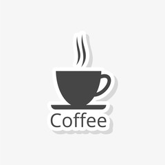 Coffee cup sticker, simple vector icon