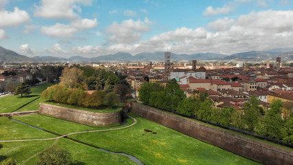 Fototapeta na wymiar Aerial view of Lucca buildings, Tuscany