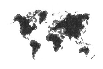 World Map Black Sketch Isolated On White