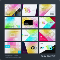 Presentation. Abstract vector set of modern horizontal templates with colourful polygonal shapes