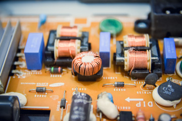 Circuit board. Electronic computer hardware technology. Motherboard digital chip. Tech science...