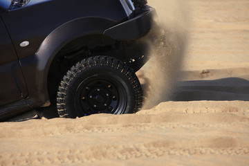 Off-road vehicle traveling in the desert