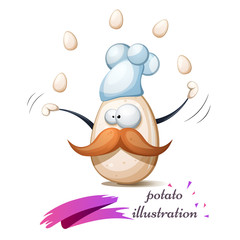 Funny, cute, crazy egg with mustache, whisker Vector eps 10