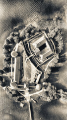 Trakai Castle from the air, downward aerial view