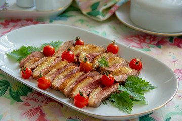 Fried duck breast