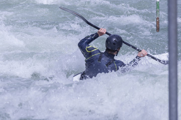 Water sportsman kayaking