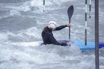 Water sportsman kayaking