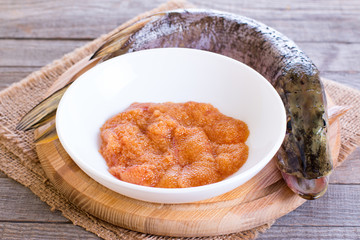Fresh pike with caviar