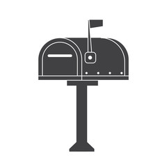 Modern letter box for mail letters outline illustration. Vintage mailbox icon. Monochrome post box logo or label template.