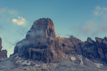 Naklejka premium Spectacular mountain view at sunset.