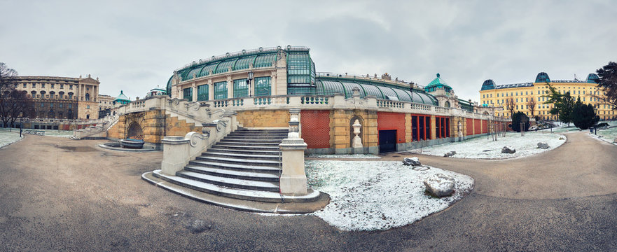 Butterfly House (Schmetterlinghaus) in Vienna in winter, panoramic image