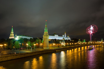 Obraz premium Fireworks over Moscow Kremlin