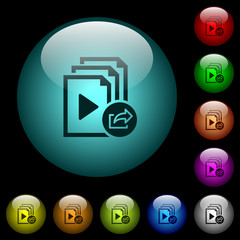 Export playlist icons in color illuminated glass buttons