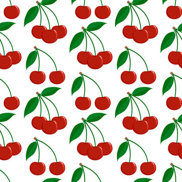 Seamless pattern from ripe red berries of a cherry