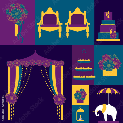 Indian Wedding Decoration Vector