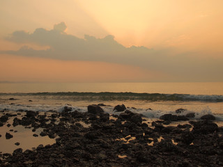 Slow shutter seascape view and beautiful sunrise