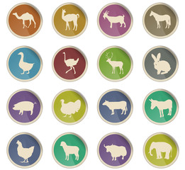 farm animals icon set