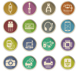electronics repair icon set