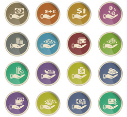 hand and money icon set
