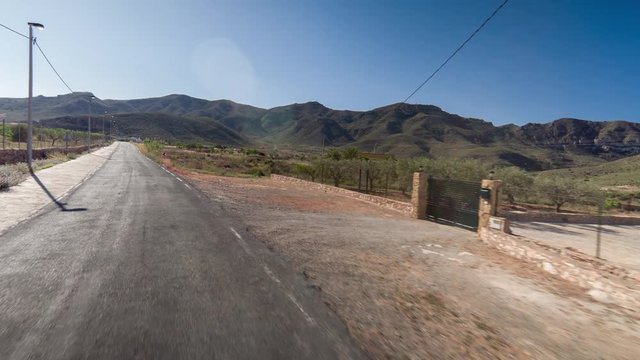 pov drive along a climbing mountain road to the bateria de jorel in murcia, spain