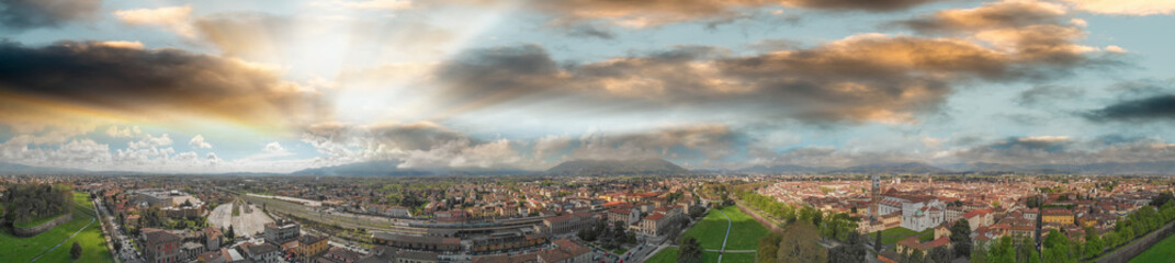 Panoramic aerial view of Lucca, ancient town of Tuscany