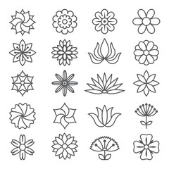 Floral monochrome pictures for logos design