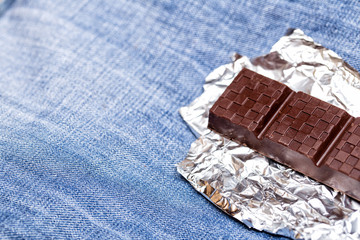 Chocolate tile on jeans