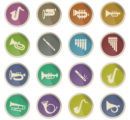 wind instruments icon set