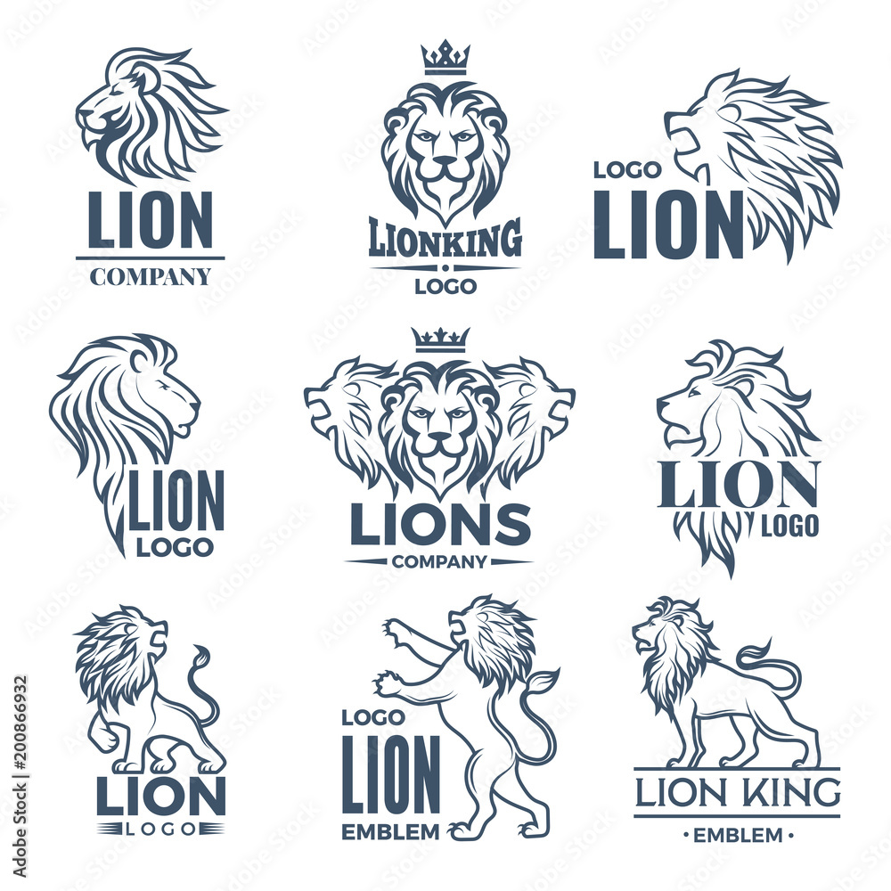 Wall mural luxury logo or badges set with pictures of lions