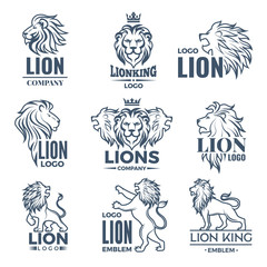 Luxury logo or badges set with pictures of lions