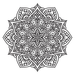 Black and white mandala vector isolated on white. Vector hand drawn circular decorative element.