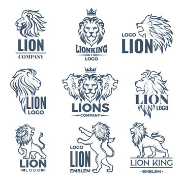 Luxury Logo Or Badges Set With Pictures Of Lions