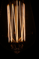 Lamps with tungsten filament. Edison's light bulb. Filament fila