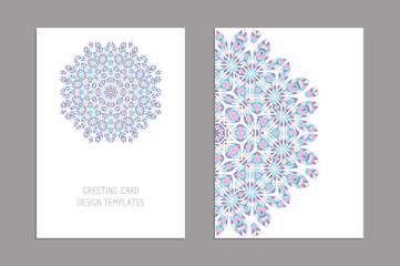 Templates for greeting and business cards, brochures, covers. Oriental pattern. Mandala. Wedding invitation, save the date, RSVP. Arabic, Islamic, moroccan, asian, indian, african motifs.