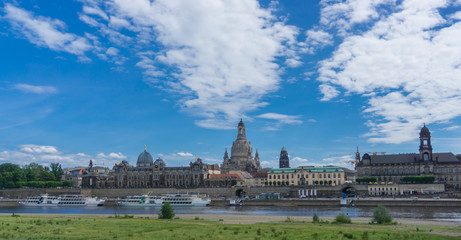 Fototapeta na wymiar Panorama of Dresden with a view of the Brühl Terrace