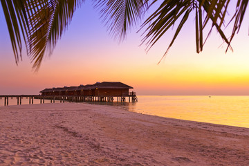 Water bungalows on Maldives island