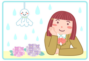 てるてる坊主と女の子