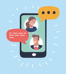 Man chatting with woman. Dialog message,chat concept