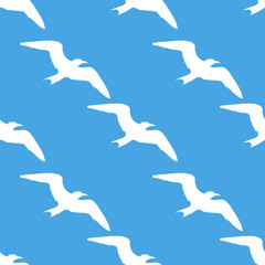 Icono plano patron con silueta gaviota blanco sobre fondo azul