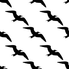 Obraz premium Icono plano patron con silueta gaviota negro sobre fondo blanco