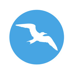 Icono plano silueta gaviota en circulo azul