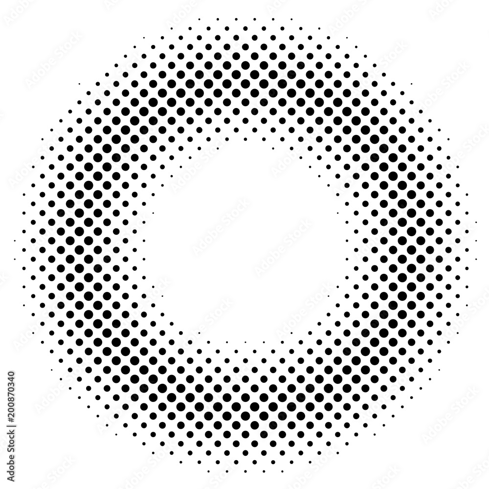 Aufkleber black and white dotted texture. round halftone vector background. sparse dotted gradient. abstract m