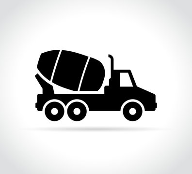 cement truck mixer vector icon