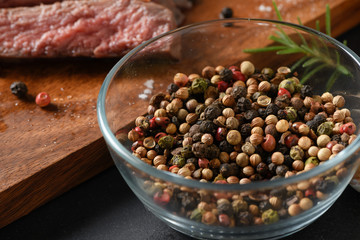 peppercorn in glass bowl for beef steak