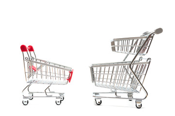 Shopping cart on white background : economy concept
