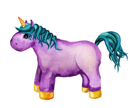 Watercolor Purple Unicorn