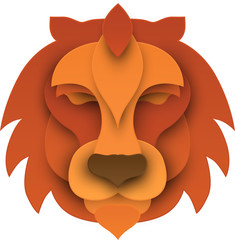 Orange lion's head isolated on white. © svetlaborovko